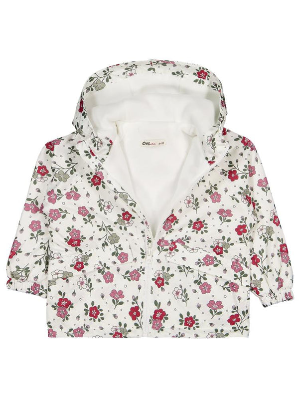 Civil Girls Polarlı Çiçek Desenli 2-5 Yaş Yağmurluk - Fil Dişi