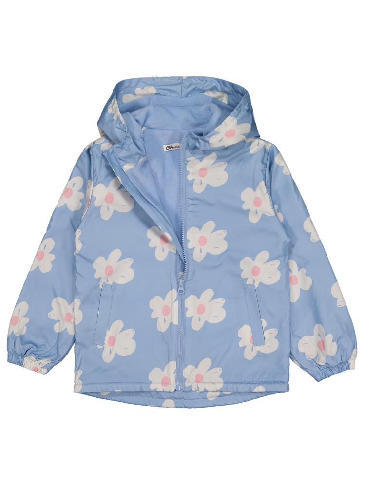 Civil Girls Polarlı Papatya Desenli 6-9 Yaş Yağmurluk - Mavi