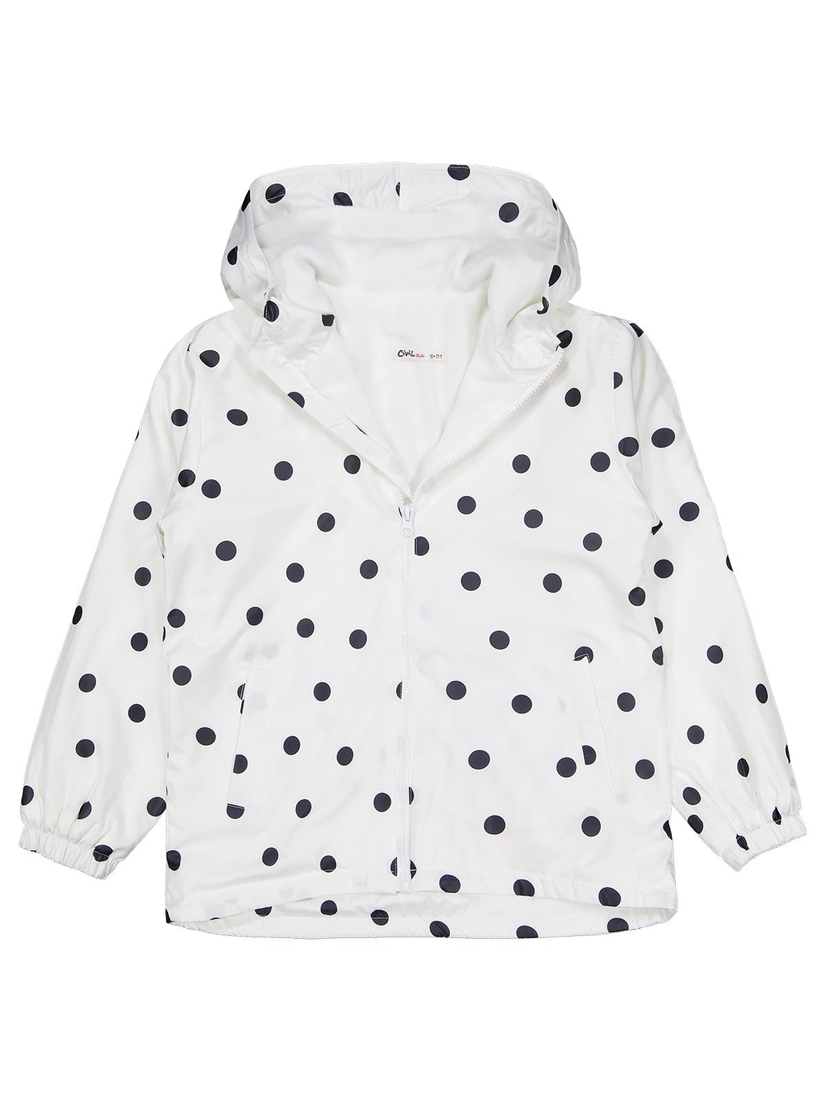 Civil Girls Polarlı Puan Baskılı 10-13 Yaş Yağmurluk - Ekru
