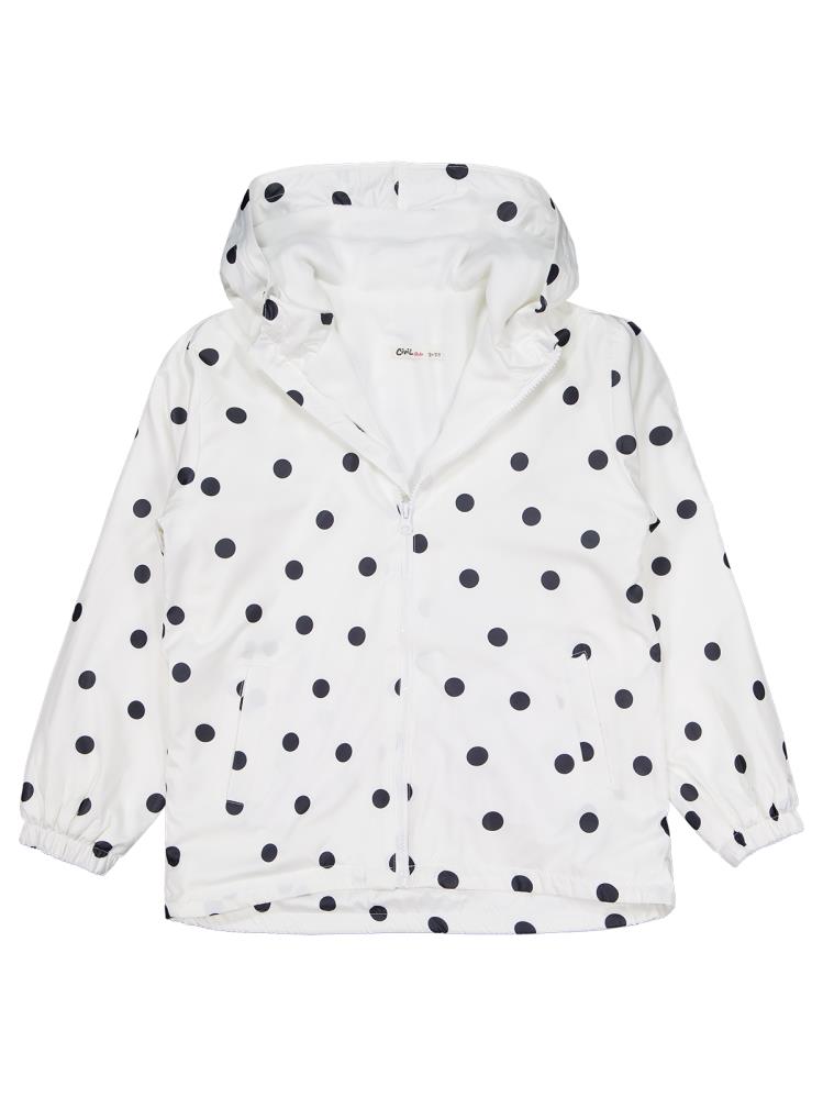 Civil Girls Polarlı Puan Baskılı 10-13 Yaş Yağmurluk - Ekru