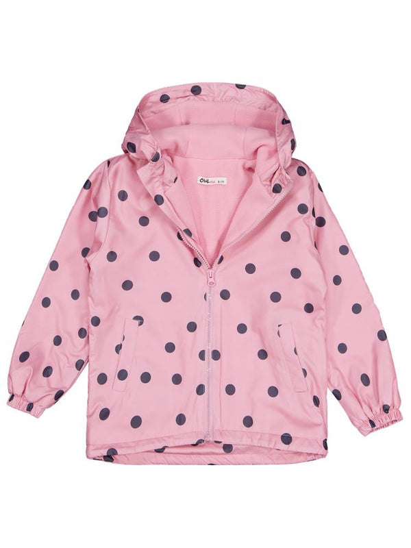 Civil Girls Polarlı Puan Baskılı 6-9 Yaş Yağmurluk - Pudra