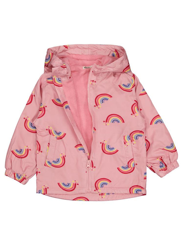 Civil Girls Polarlı Gökkuşağı Desenli 2-5 Yaş Yağmurluk - Pembe