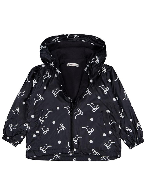Civil Girls Polarlı Fiyonk Baskılı 2-5 Yaş Yağmurluk - Siyah