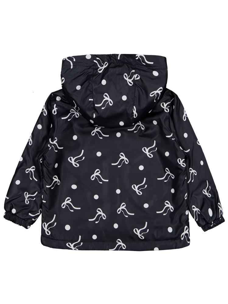 Civil Girls Polarlı Fiyonk Baskılı 2-5 Yaş Yağmurluk - Siyah