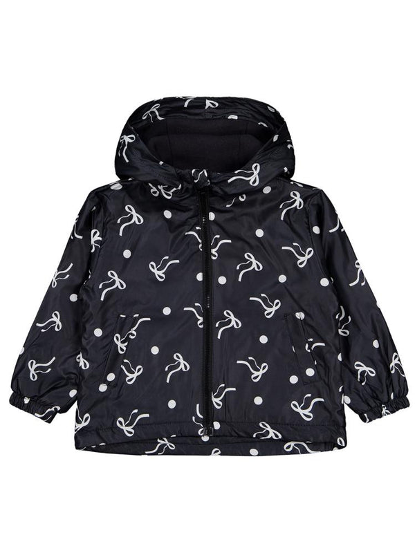 Civil Girls Polarlı Fiyonk Baskılı 2-5 Yaş Yağmurluk - Siyah