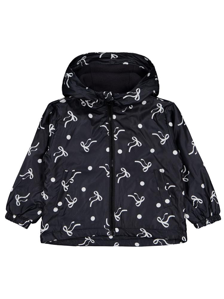 Civil Girls Polarlı Fiyonk Baskılı 2-5 Yaş Yağmurluk - Siyah