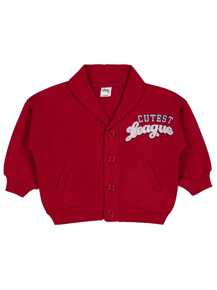 Civil Baby Yazı Nakışlı 6-18 Ay Hırka - Bordo