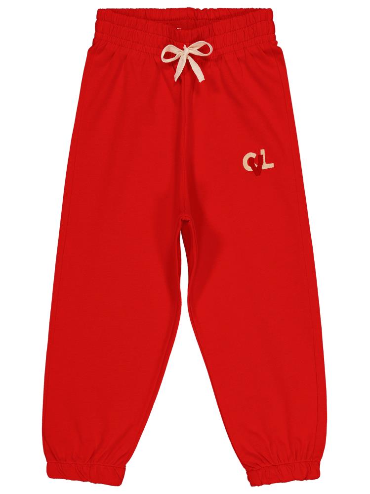 Civil Boys CVL Nakışlı Süs Bağcıklı 2-5 Yaş Eşofman Altı - Kırmızı