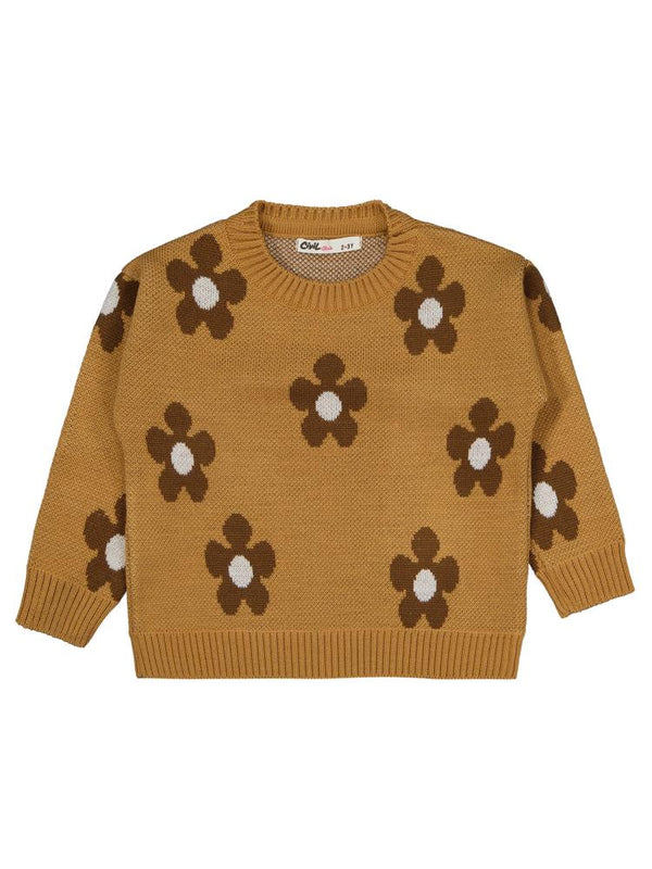 Civil Girls Papatya Desenli 2-5 Yaş Kazak - Ekru