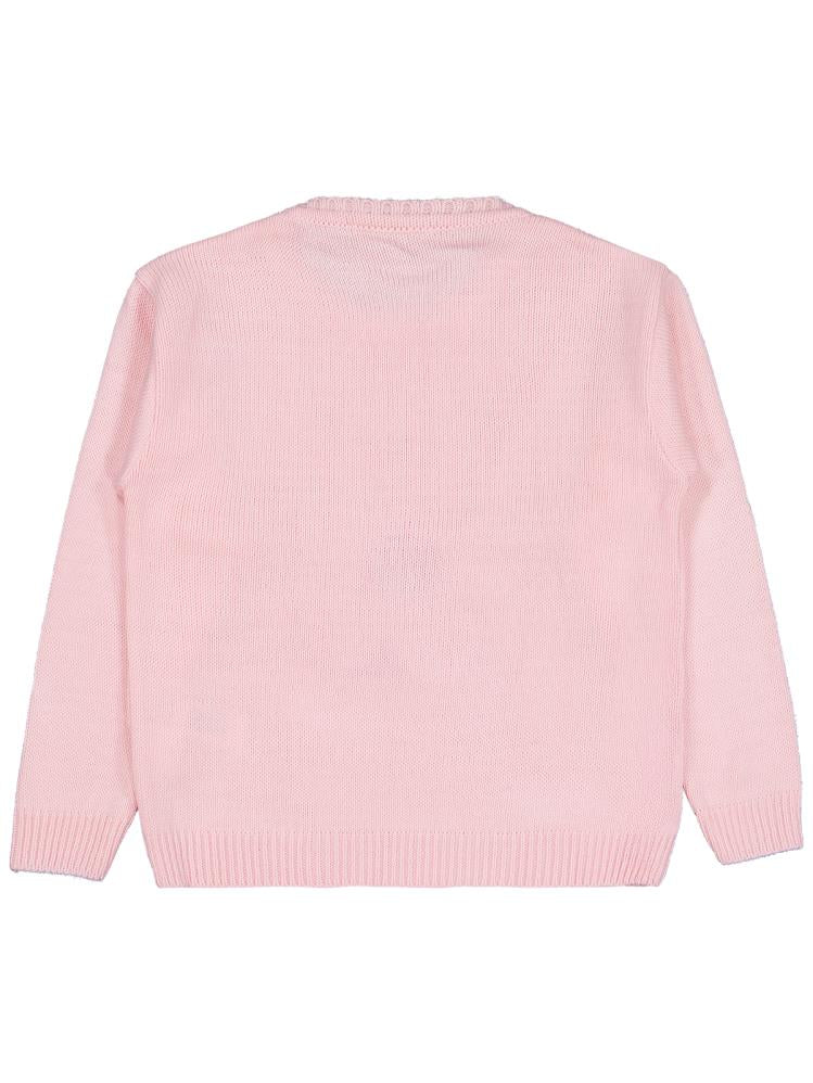 Civil Girls Büyük Çiçek Desenli 6-9 Yaş Kazak - Pembe