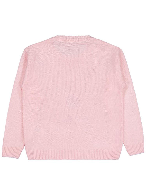 Civil Girls Büyük Çiçek Desenli 6-9 Yaş Kazak - Pembe