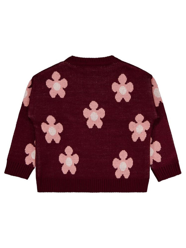 Civil Girls Papatya Desenli 2-5 Yaş Kazak - Bordo