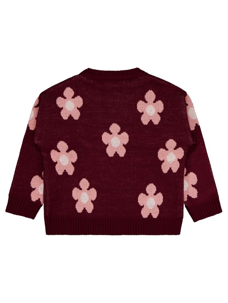 Civil Girls Papatya Desenli 2-5 Yaş Kazak - Bordo