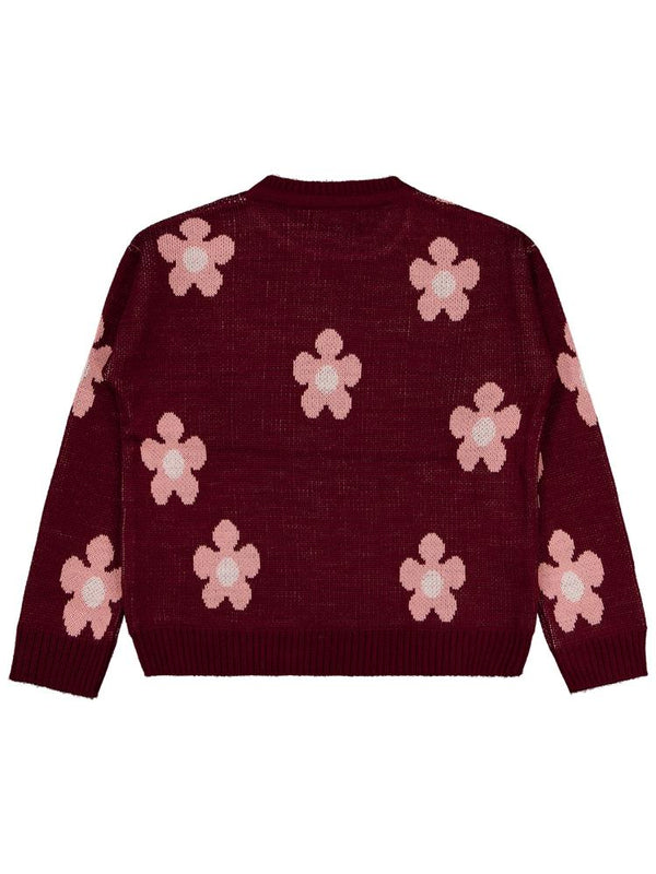 Civil Girls Papatya Desenli 6-9 Yaş Kazak - Bordo