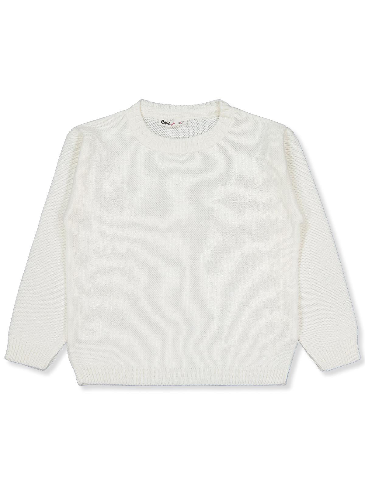 Civil Girls Düz 6-9 Yaş Kazak - Ekru