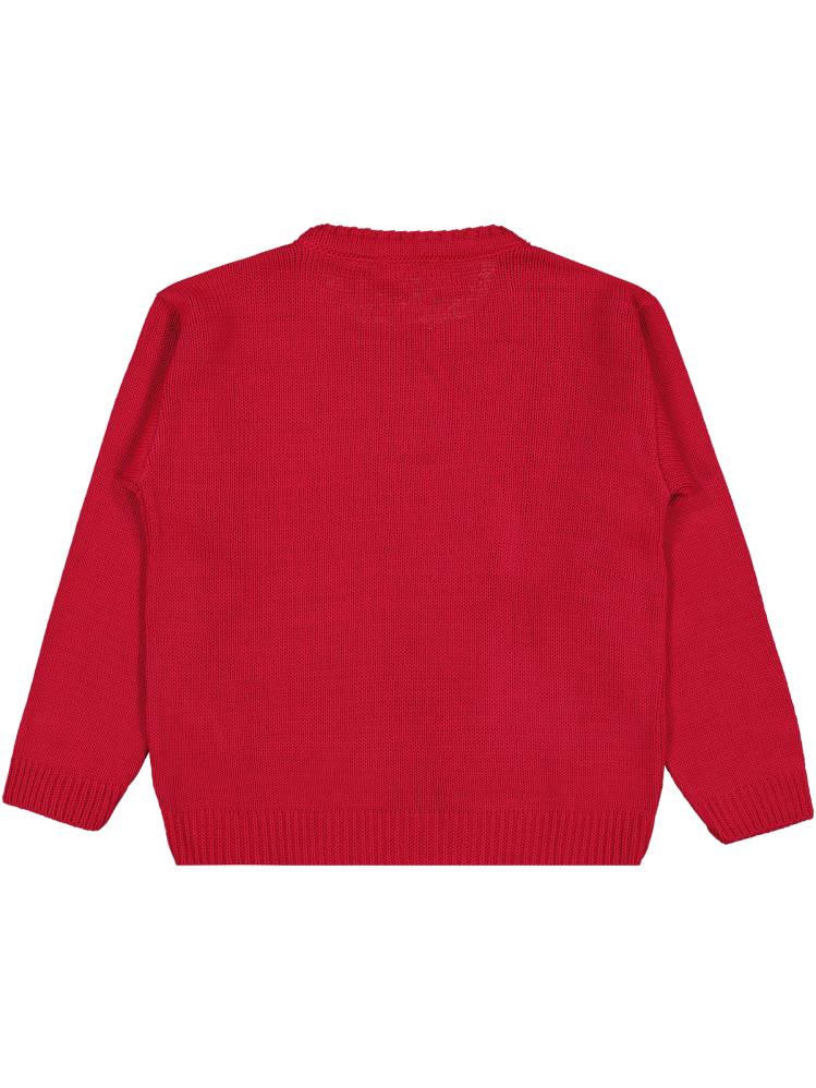 Civil Girls Büyük Çiçek Desenli 6-9 Yaş Kazak - Fusya