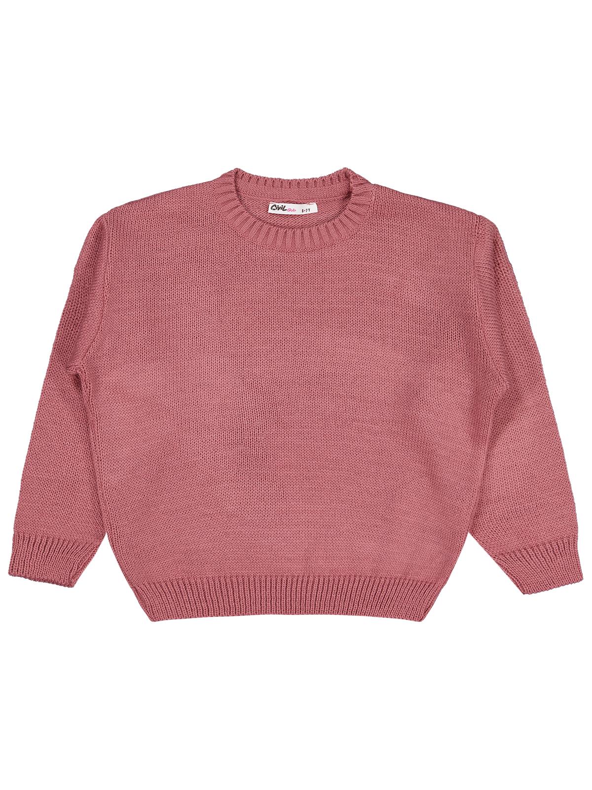 Civil Girls Düz 6-9 Yaş Kazak - Pembe