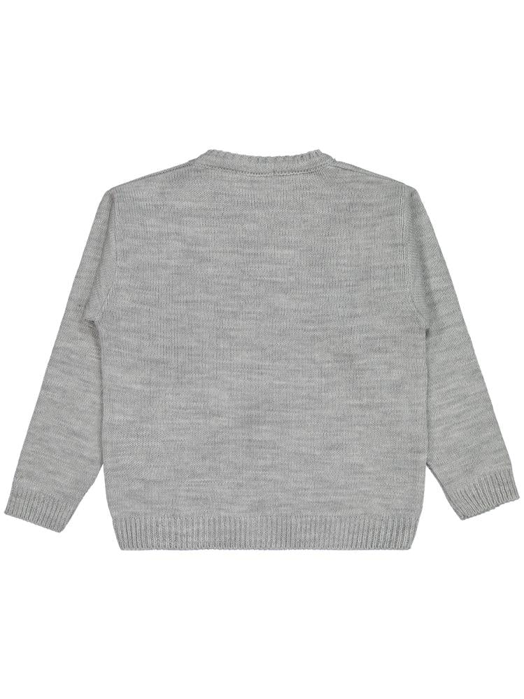 Civil Girls Büyük Çiçek Desenli 6-9 Yaş Kazak - Gri