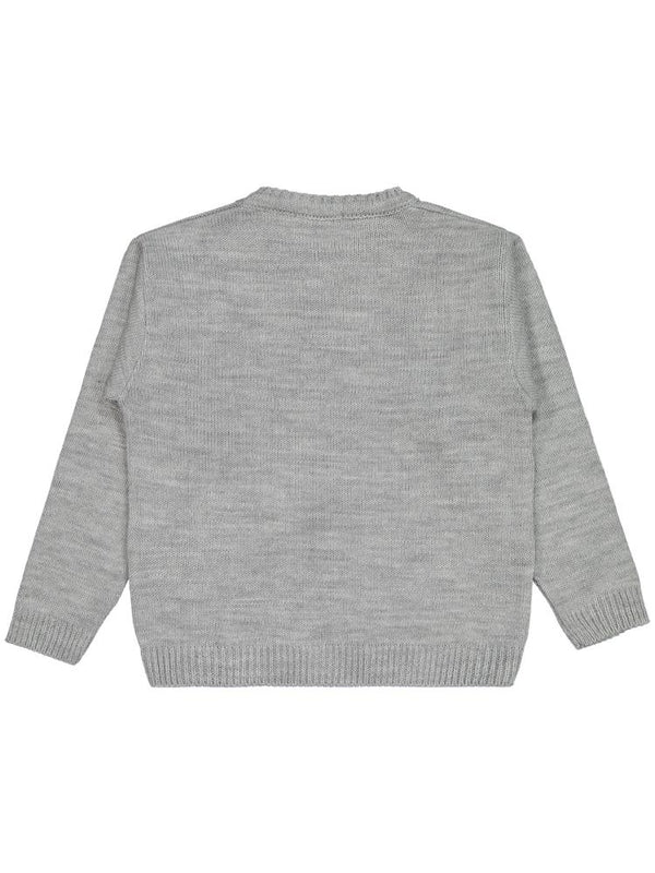 Civil Girls Büyük Çiçek Desenli 6-9 Yaş Kazak - Gri