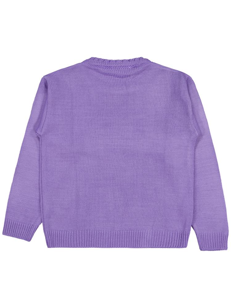 Civil Girls Büyük Çiçek Desenli 6-9 Yaş Kazak - Lila