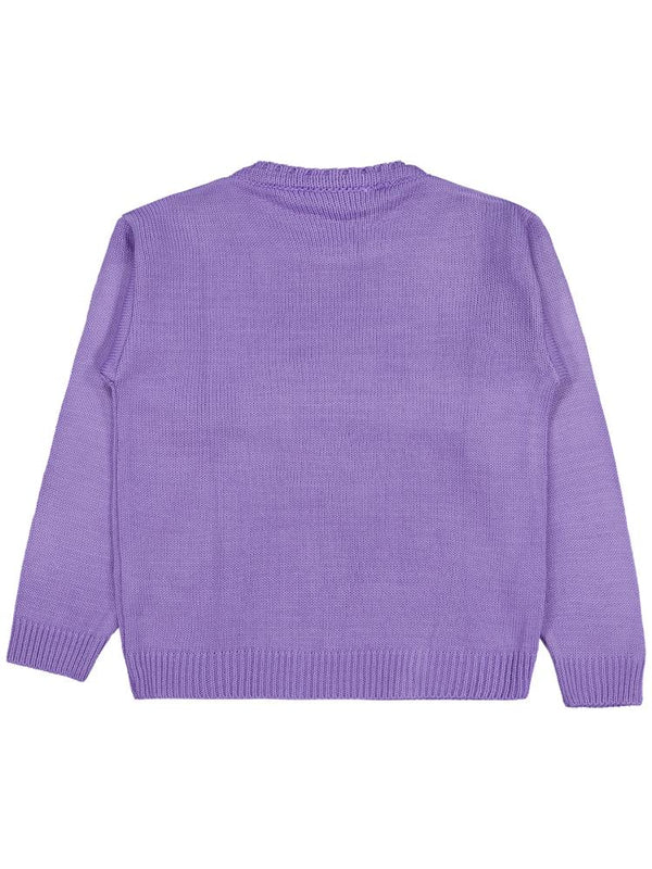 Civil Girls Büyük Çiçek Desenli 6-9 Yaş Kazak - Lila