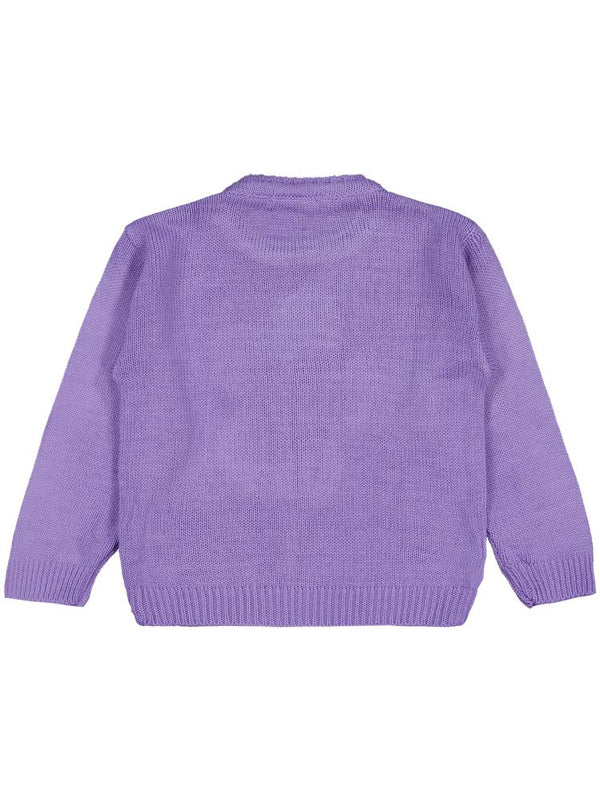 Civil Girls Büyük Çiçek Desenli 2-5 Yaş Kazak - Lila