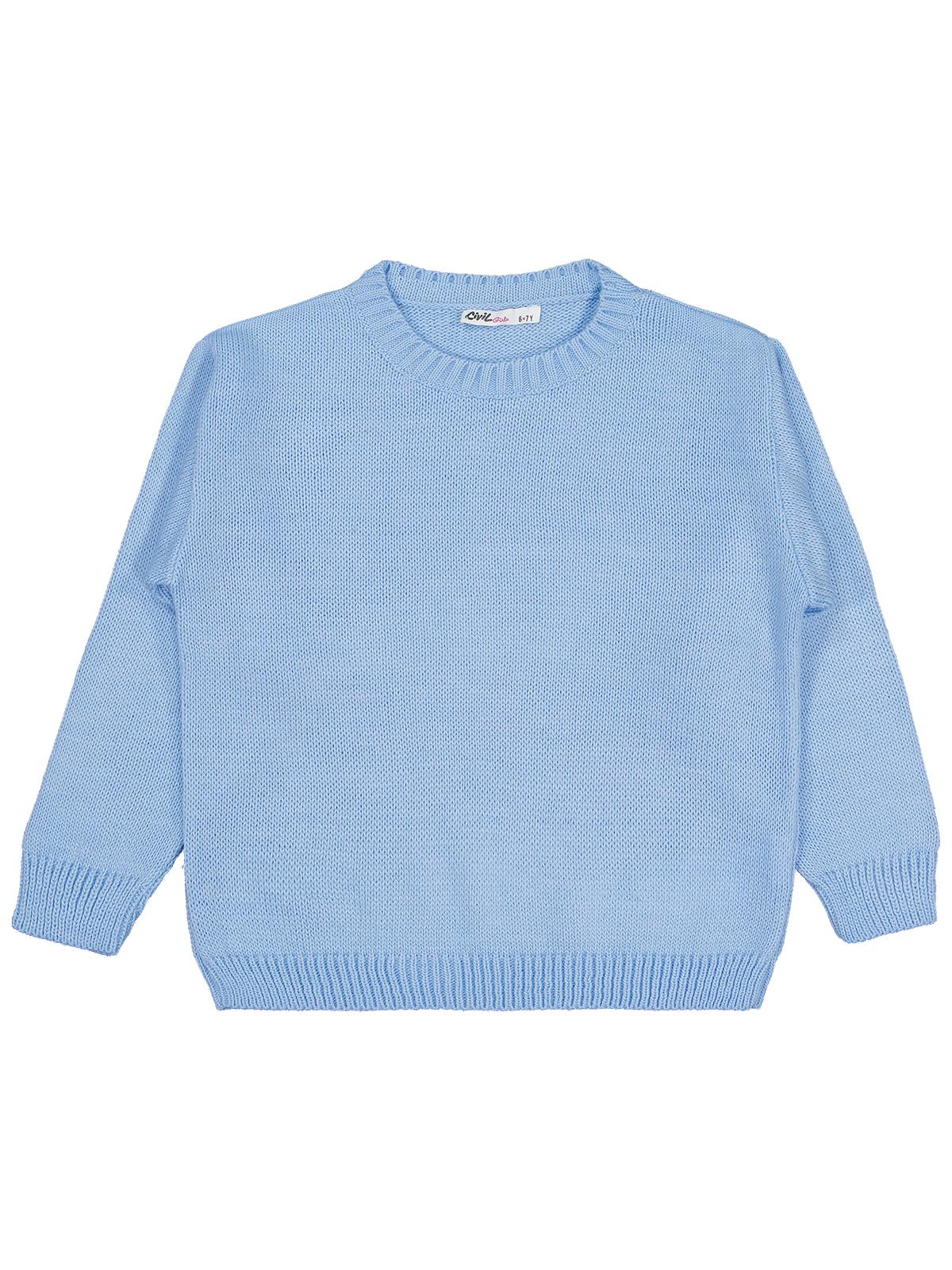 Civil Girls Düz 6-9 Yaş Kazak - Mavi