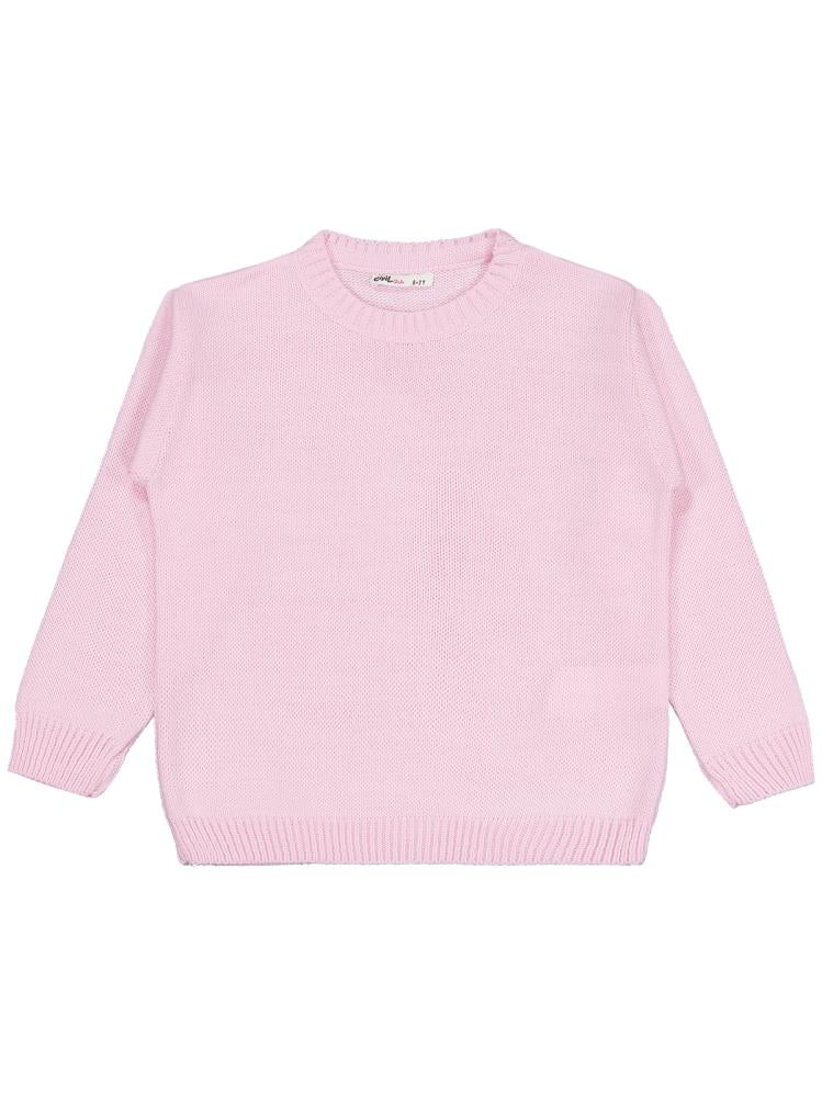 Civil Girls Düz 6-9 Yaş Kazak - Pembe