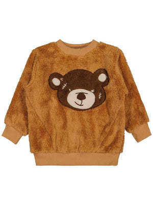 4164 Civil Boys Ayı Nakışlı 2-5 Yaş Sweatshirt - Turuncu