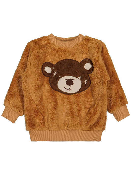 Civil Boys Erkek Çocuk Ayı Nakışlı Sweatshirt | Velsoft Uzun Kol | Okul Kreş ve Günlük Kullanım - Turuncu