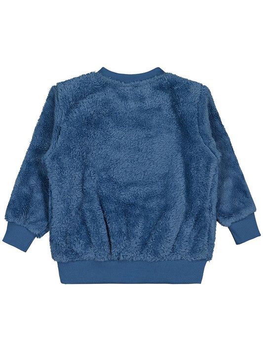 Civil Erkek Çocuk Ayı Nakışlı Sweatshirt | Velsoft Uzun Kol | Okul Kreş ve Günlük Kullanım - Mavi