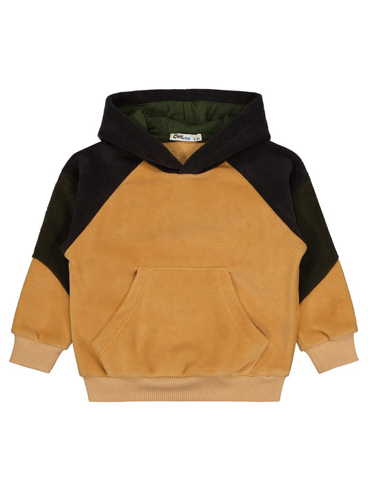Civil Erkek Çocuk Parçalı Polar Sweatshirt | Polar Uzun Kol | Okul Kreş ve Günlük Kullanım - Bej