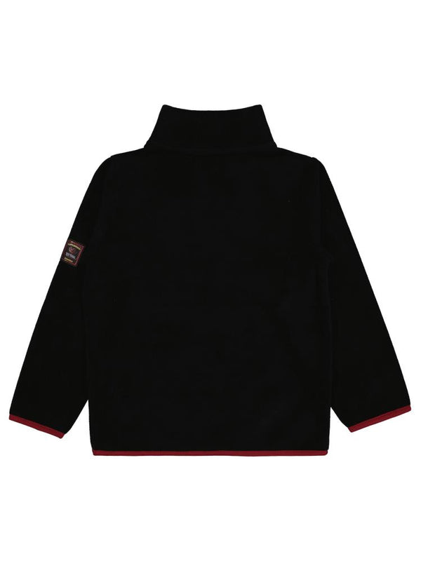 4166-3 Civil Boys Fermuarlı Armalı Polar 10-13 Yaş Sweatshirt - Siyah
