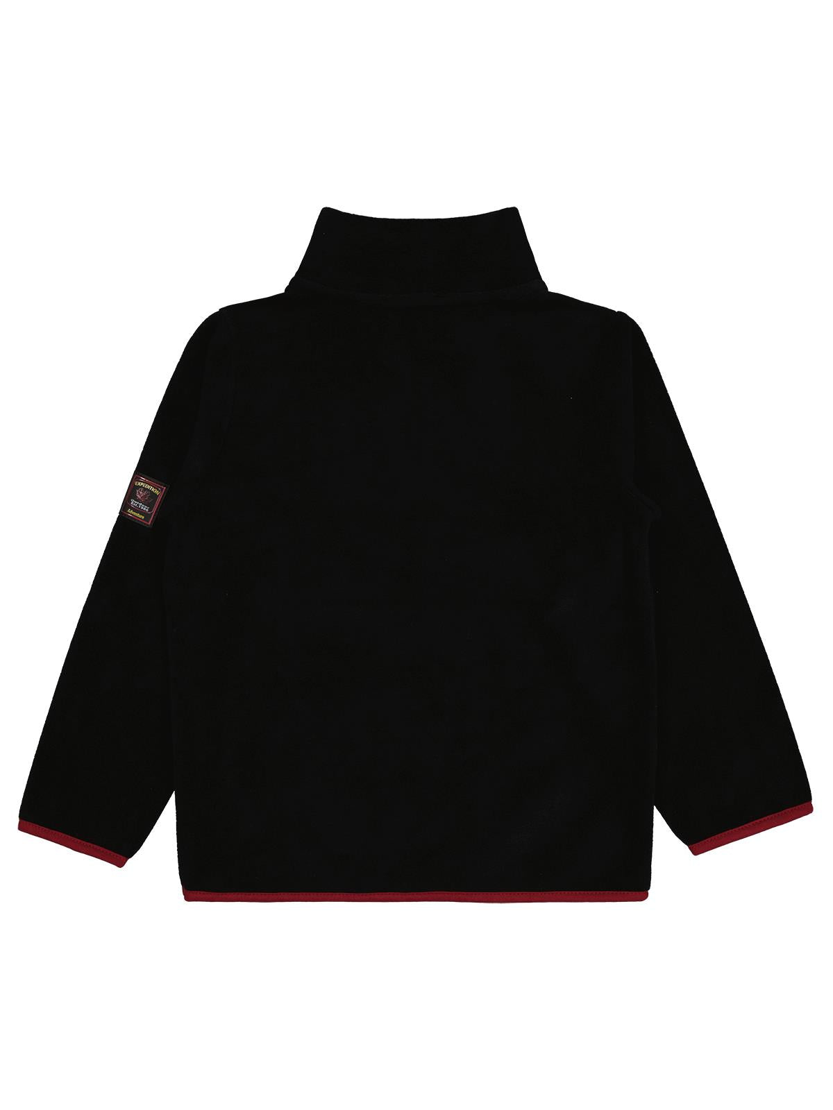 Civil Erkek Çocuk Fermuarlı Armalı Polar Sweatshirt | Polar Uzun Kol | Okul Kreş ve Günlük Kullanım - Siyah