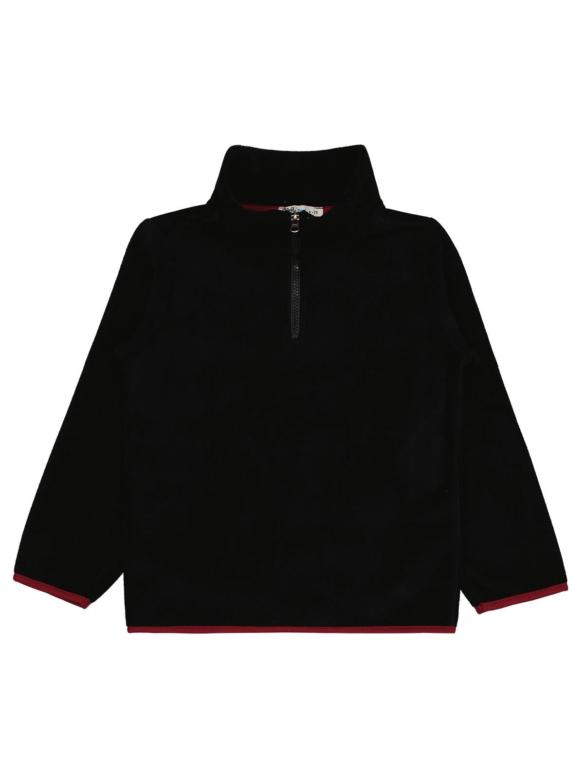 Civil Erkek Çocuk Fermuarlı Armalı Polar Sweatshirt | Polar Uzun Kol | Okul Kreş ve Günlük Kullanım - Siyah