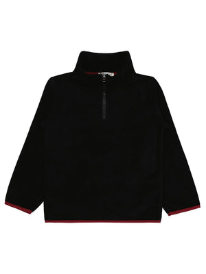 Civil Erkek Çocuk Fermuarlı Armalı Polar Sweatshirt | Polar Uzun Kol | Okul Kreş ve Günlük Kullanım - Siyah