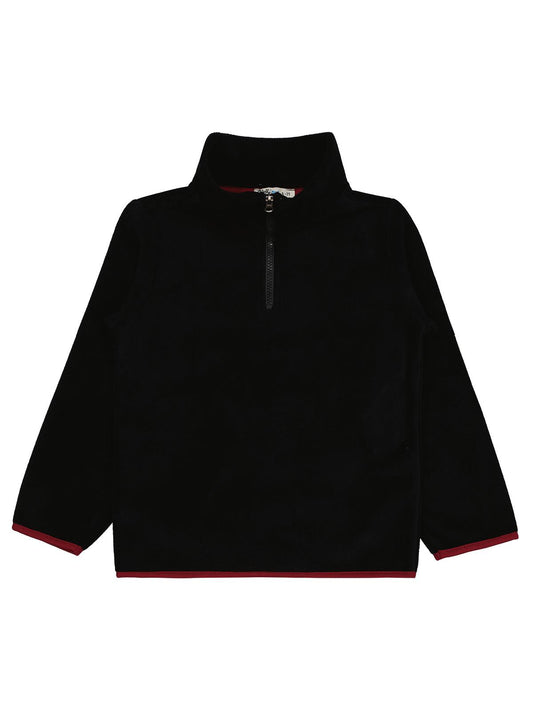 Civil Erkek Çocuk Fermuarlı Armalı Polar Sweatshirt | Polar Uzun Kol | Okul Kreş ve Günlük Kullanım - Siyah