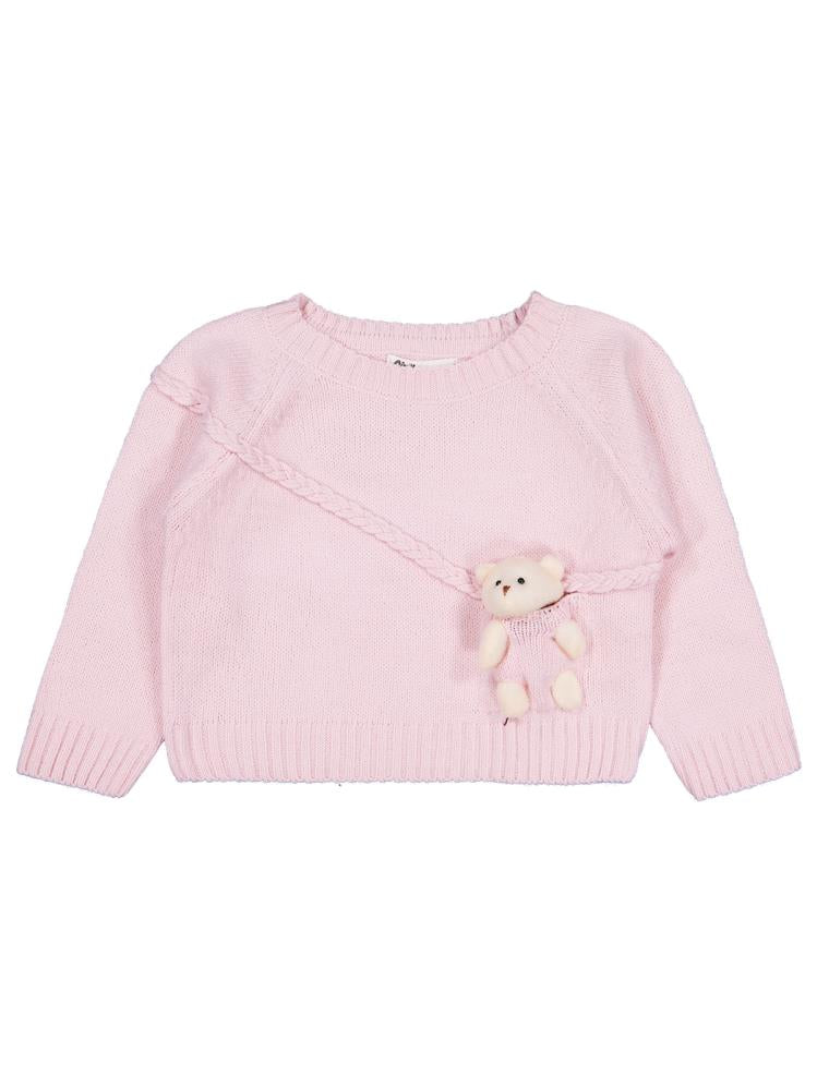 Civil Girls Ayıcık Aksesuarlı 2-5 Yaş Kazak - Pembe