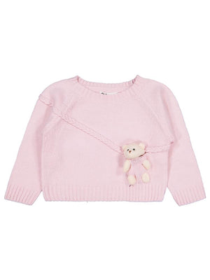 Civil Girls Ayıcık Aksesuarlı 2-5 Yaş Kazak - Pembe