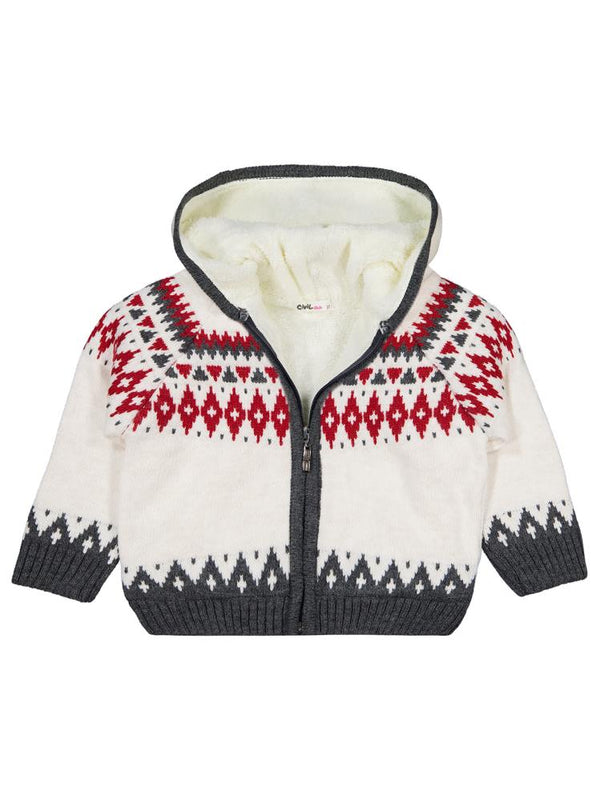 Civil Girls Etnik Desenli 2-5 Yaş Hırka - Bej