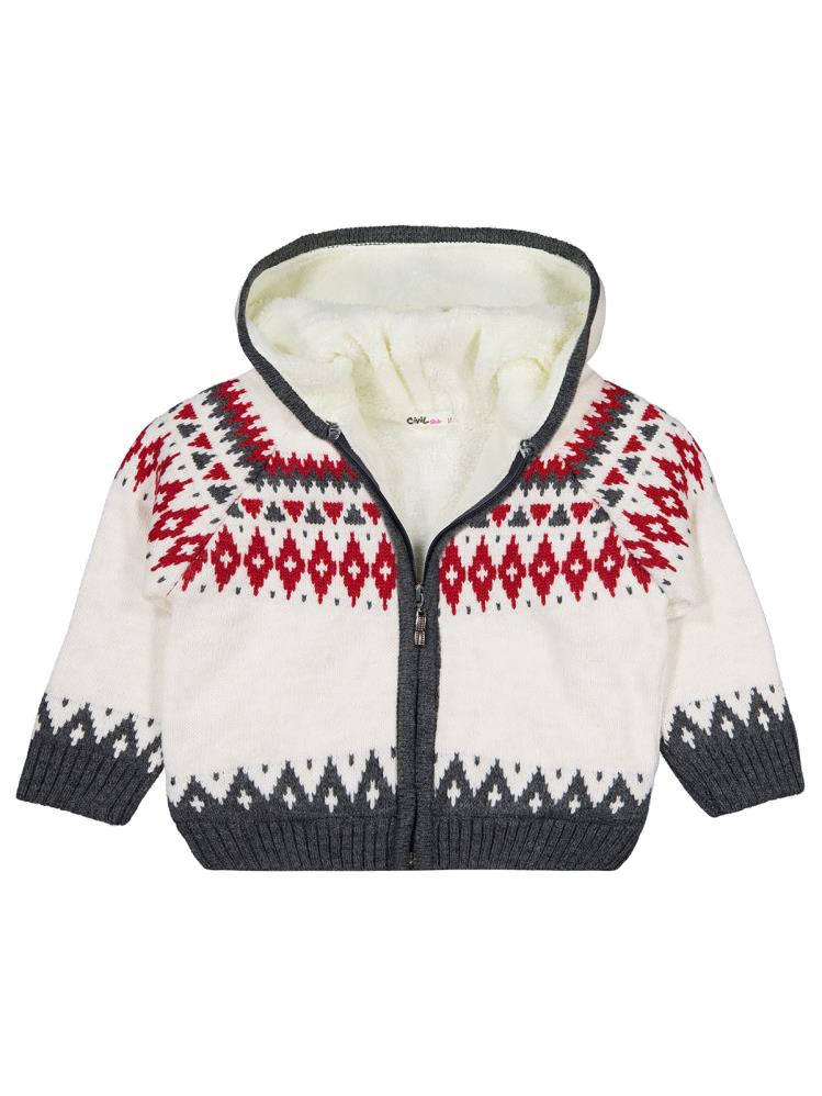 Civil Girls Etnik Desenli 2-5 Yaş Hırka - Bej