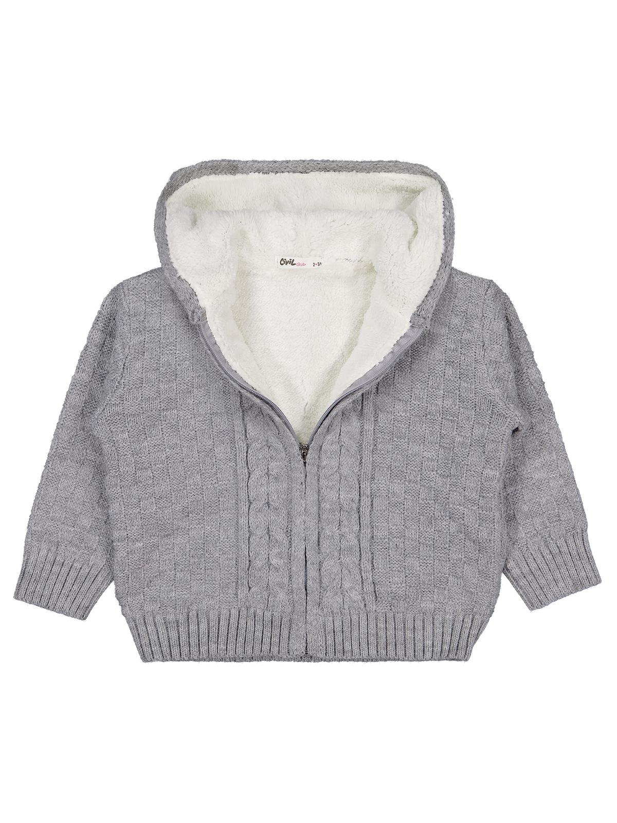 Civil Girls Kapisonlu 2-5 Yaş Hırka - Gri