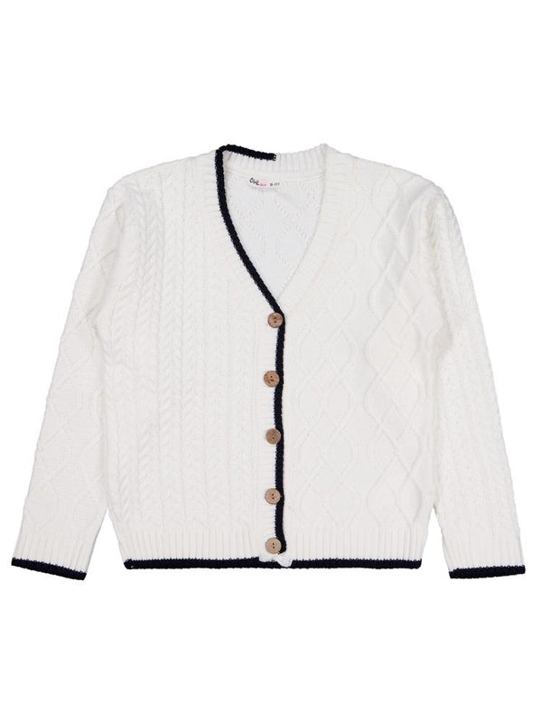 Civil Girls Çift Desenli 10-13 Yaş Hırka - Ekru