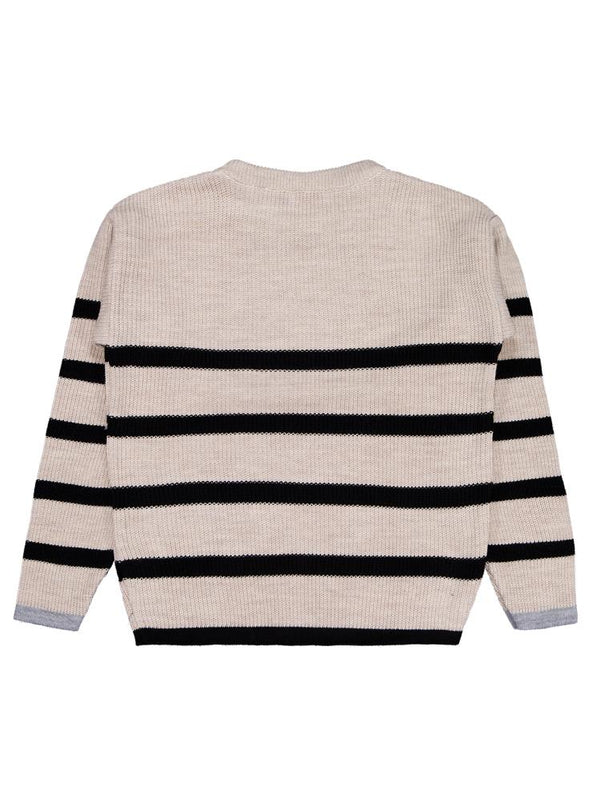 Civil Girls Çizgili 10-13 Yaş Kazak - Bej