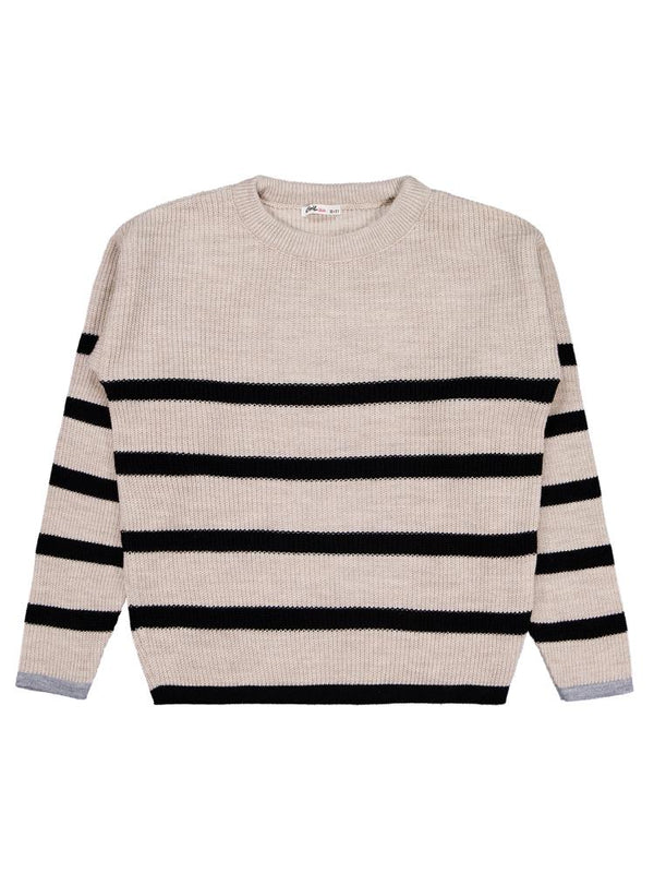 Civil Girls Çizgili 10-13 Yaş Kazak - Bej