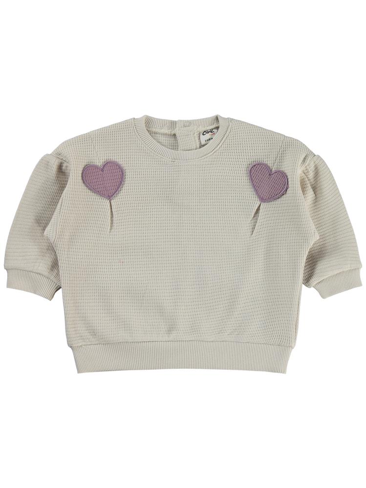 Civil Baby Kalp Nakışlı 6-18 Ay Sweatshirt - Bej