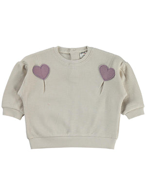 Civil Baby Kalp Nakışlı 6-18 Ay Sweatshirt - Bej