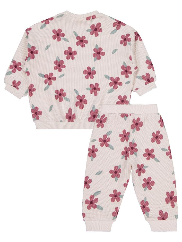 Civil Baby Kış Çiçeği Baskılı 6-18 Ay Takım - Bej