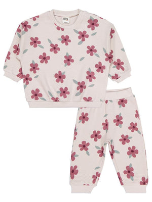 Civil Baby Kış Çiçeği Baskılı 6-18 Ay Takım - Bej