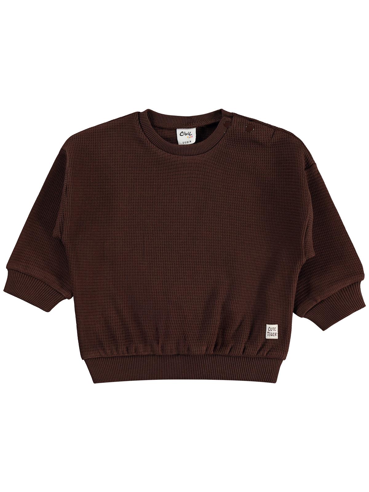 Civil Baby Cute Tiger Etiketli 6-18 Ay Sweatshirt - Kahverengi